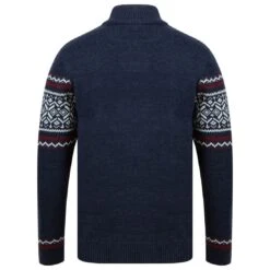 Mens Fair Isle Christmas Jumper Traditional Style Knit 1/4 Zip -XS Stock Shop 1A15309 blue 1600 2 opt 80804.1601044453.1100.1100
