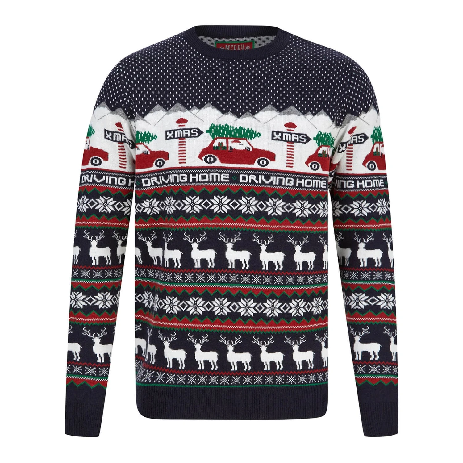 Mens Driving Home Fair Isle Style Christmas Jumper 1 Mens Driving Home Fair Isle Style Christmas Jumper