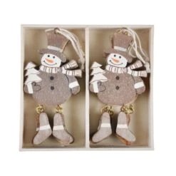 Set Of 6 Novelty Christmas Wooden Tree Decorations Boxed -XS Stock Shop 21b36d86 bb72 4991 823e 32194725a12d