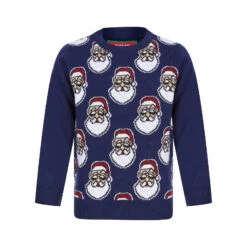 Kids Novelty Small Santa Heads Christmas Jumper -XS Stock Shop 2A189861F 1.opt