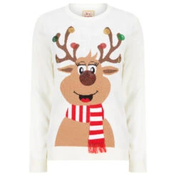 Womens Sequin Reindeer Christmas Jumper 9 Womens Sequin Reindeer Christmas Jumper -XS Stock Shop 3A190171F 1.opt