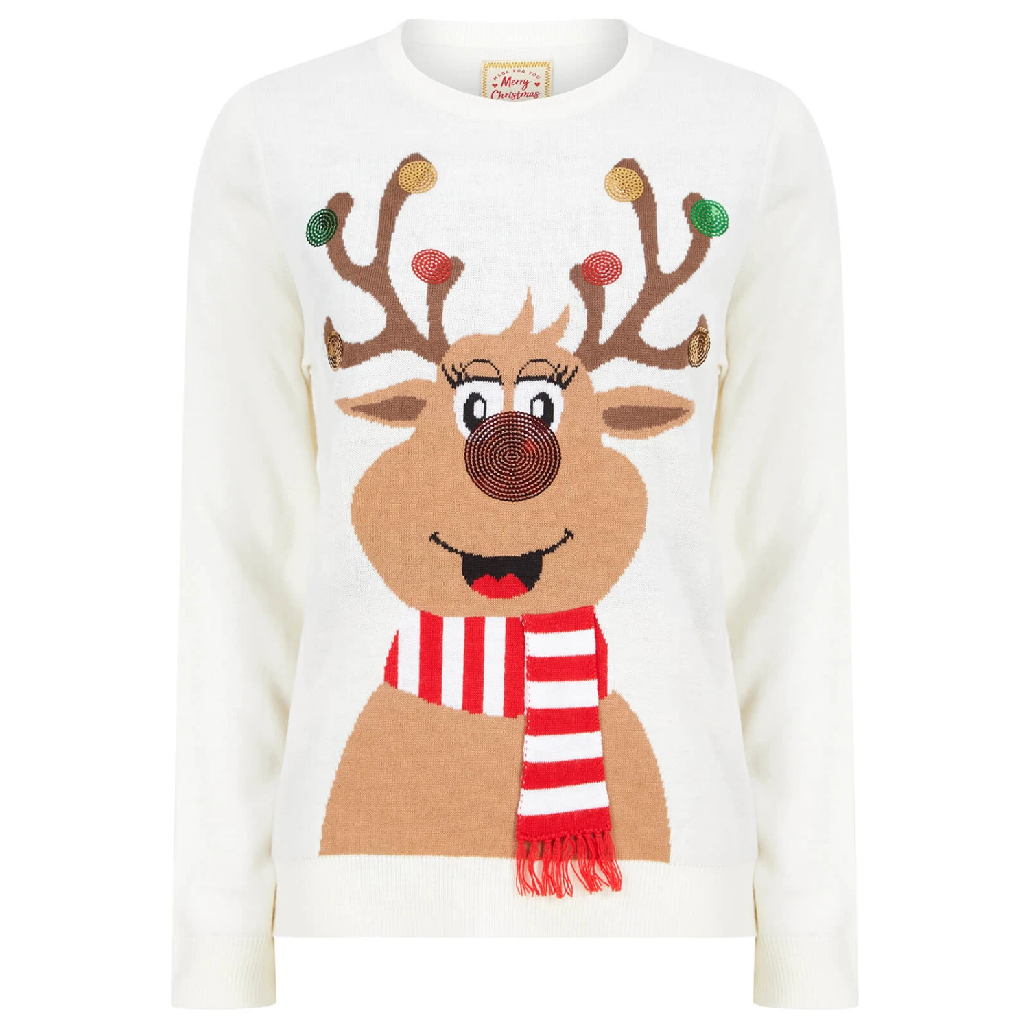 Womens Sequin Reindeer Christmas Jumper 4 Womens Sequin Reindeer Christmas Jumper - Image 4