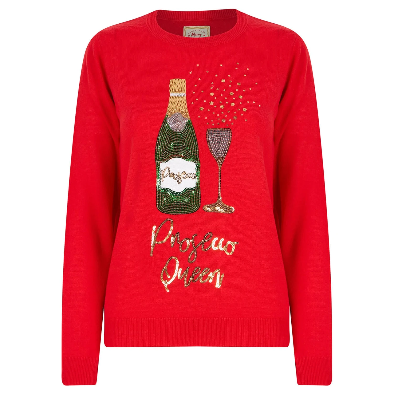 Womens Prosecco Queen Sequin Christmas Jumper 1 Womens Prosecco Queen Sequin Christmas Jumper