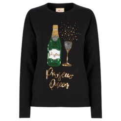 Womens Prosecco Queen Sequin Christmas Jumper 9 Womens Prosecco Queen Sequin Christmas Jumper -XS Stock Shop 3A190201F 1.opt