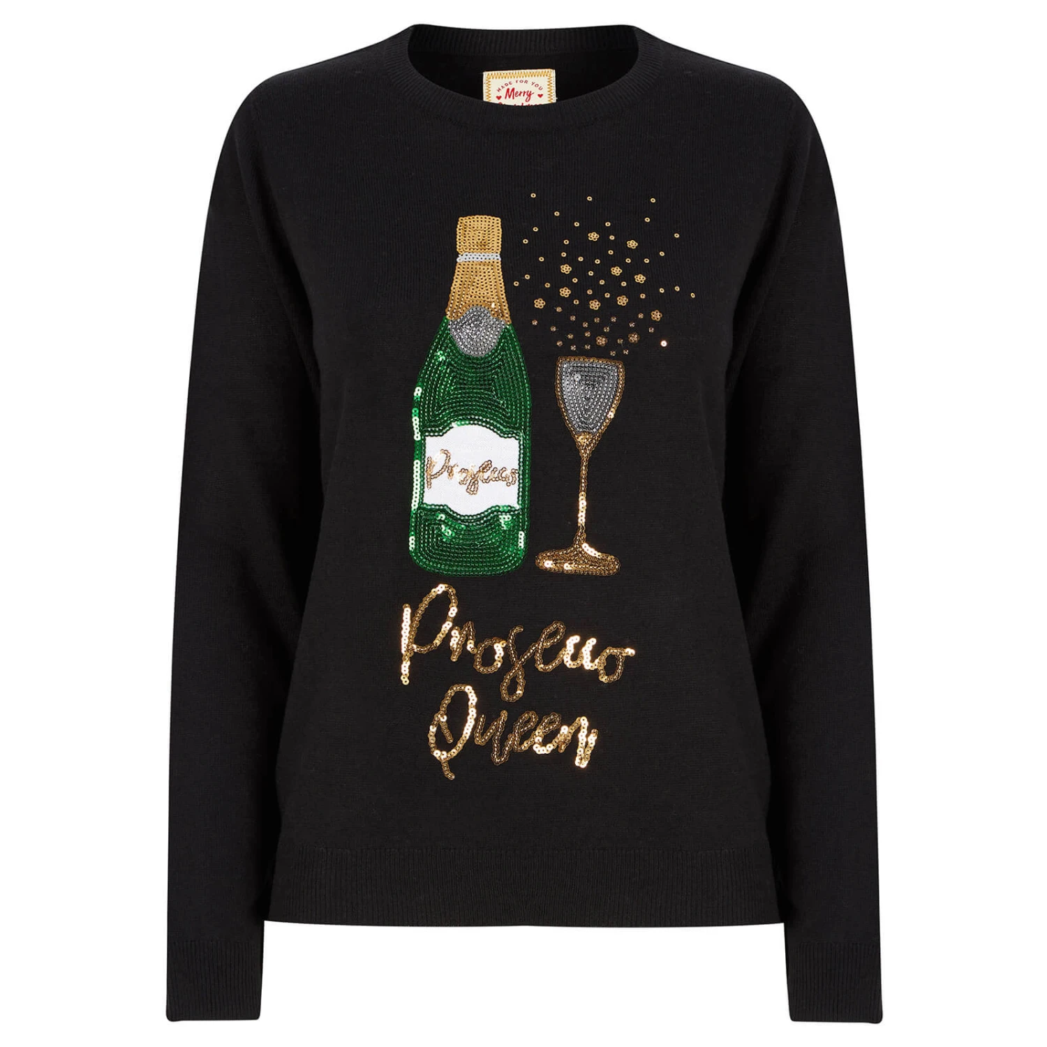 Womens Prosecco Queen Sequin Christmas Jumper 4 Womens Prosecco Queen Sequin Christmas Jumper - Image 4