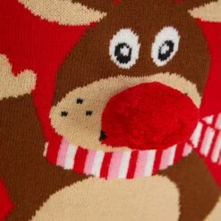 Kids Waving Reindeer Pom Pom Nose Christmas Jumper -XS Stock Shop 4A190271F 3.opt