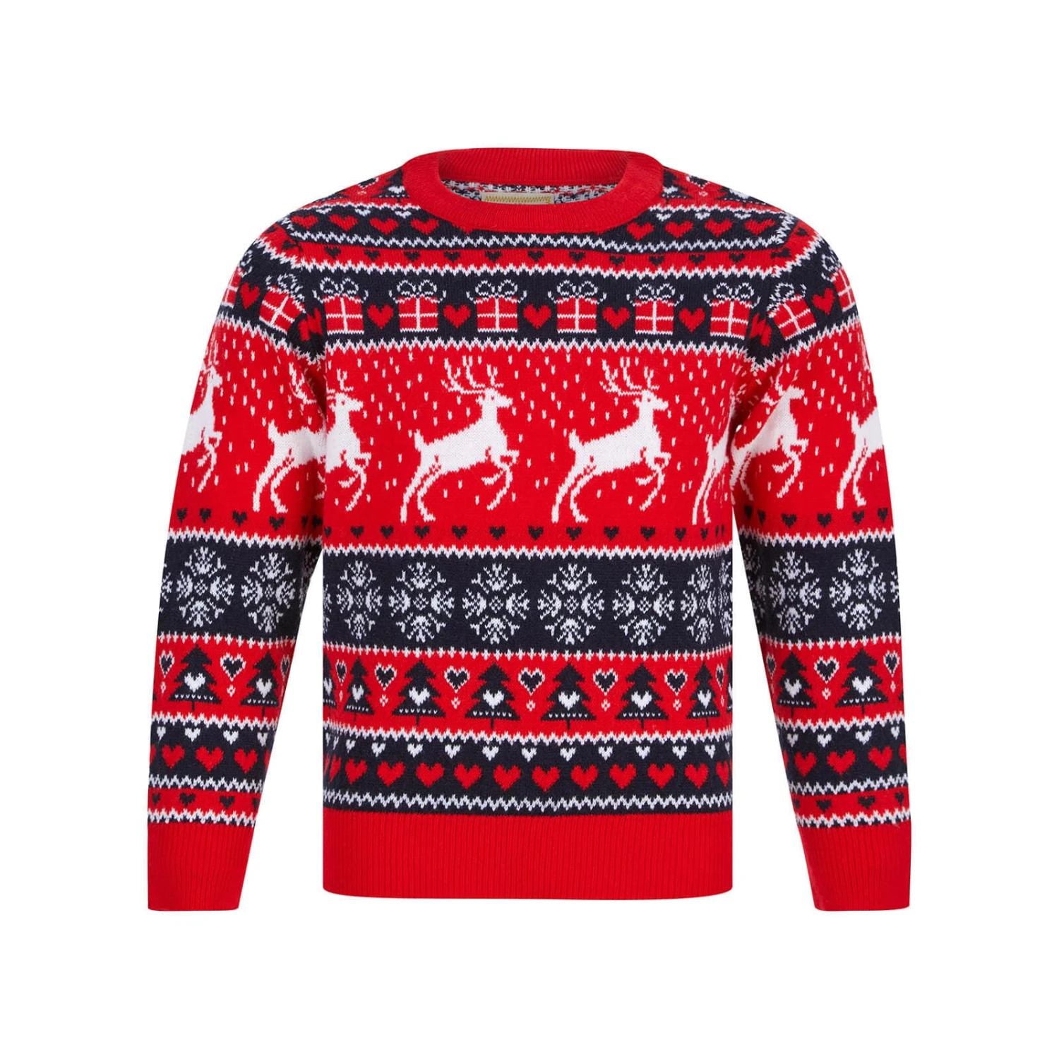 Kids Reindeer Traditional Pattern Christmas Jumper 1 Kids Reindeer Traditional Pattern Christmas Jumper