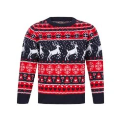 Kids Reindeer Traditional Pattern Christmas Jumper 9 Kids Reindeer Traditional Pattern Christmas Jumper -XS Stock Shop 4A190311F 1.opt