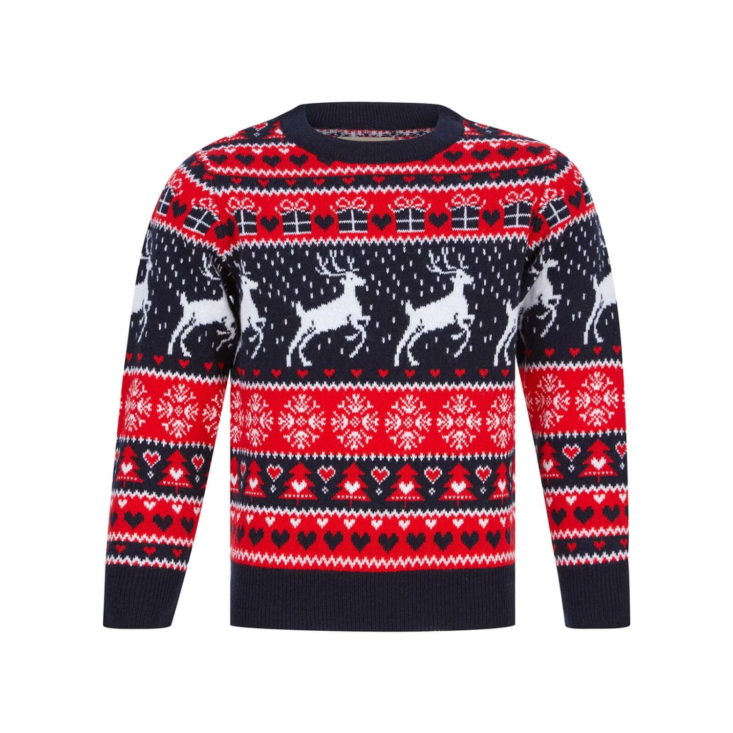 Kids Reindeer Traditional Pattern Christmas Jumper 4 Kids Reindeer Traditional Pattern Christmas Jumper - Image 4