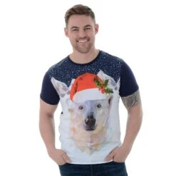 Mens Novelty Cotton Polar Bear Christmas T-Shirt Tee -XS Stock Shop 522cbb82 b859 4dd0 8a69 8135a0bae9dc