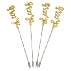 Set Of 4 Stainless Steel Picks Party Food Cocktail Olives -XS Stock Shop 665481 source 1544695311