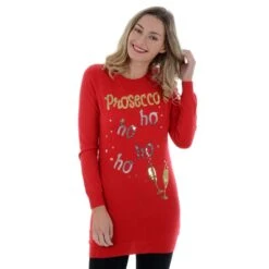 Womens Novelty Sequin Prosecco HO HO HO Tunic Christmas Jumper -XS Stock Shop 7295ccf6 0f55 4470 ab48 bcb8e04c11c7