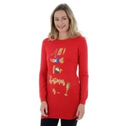 Womens Novelty Sequin All I Want For Christmas Tunic Jumper -XS Stock Shop 896bccca 2dcf 486e a98e 2b1db54666cf