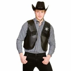 Cowboy Waistcoat Wild West Sheriff Rodeo Adults One Size -XS Stock Shop AC 9324 M 1000 98547.1502794990.1100.1100