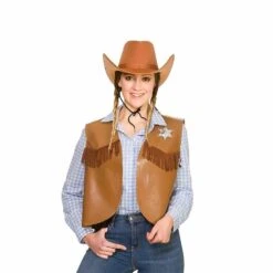 Cowboy Waistcoat Wild West Sheriff Rodeo Adults One Size -XS Stock Shop AC 9325 F 1000 30334.1502794990.1100.1100