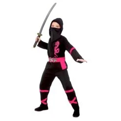 Kids Power Ninja Japanese Fighter Black Halloween Costume -XS Stock Shop EB 3642 opt