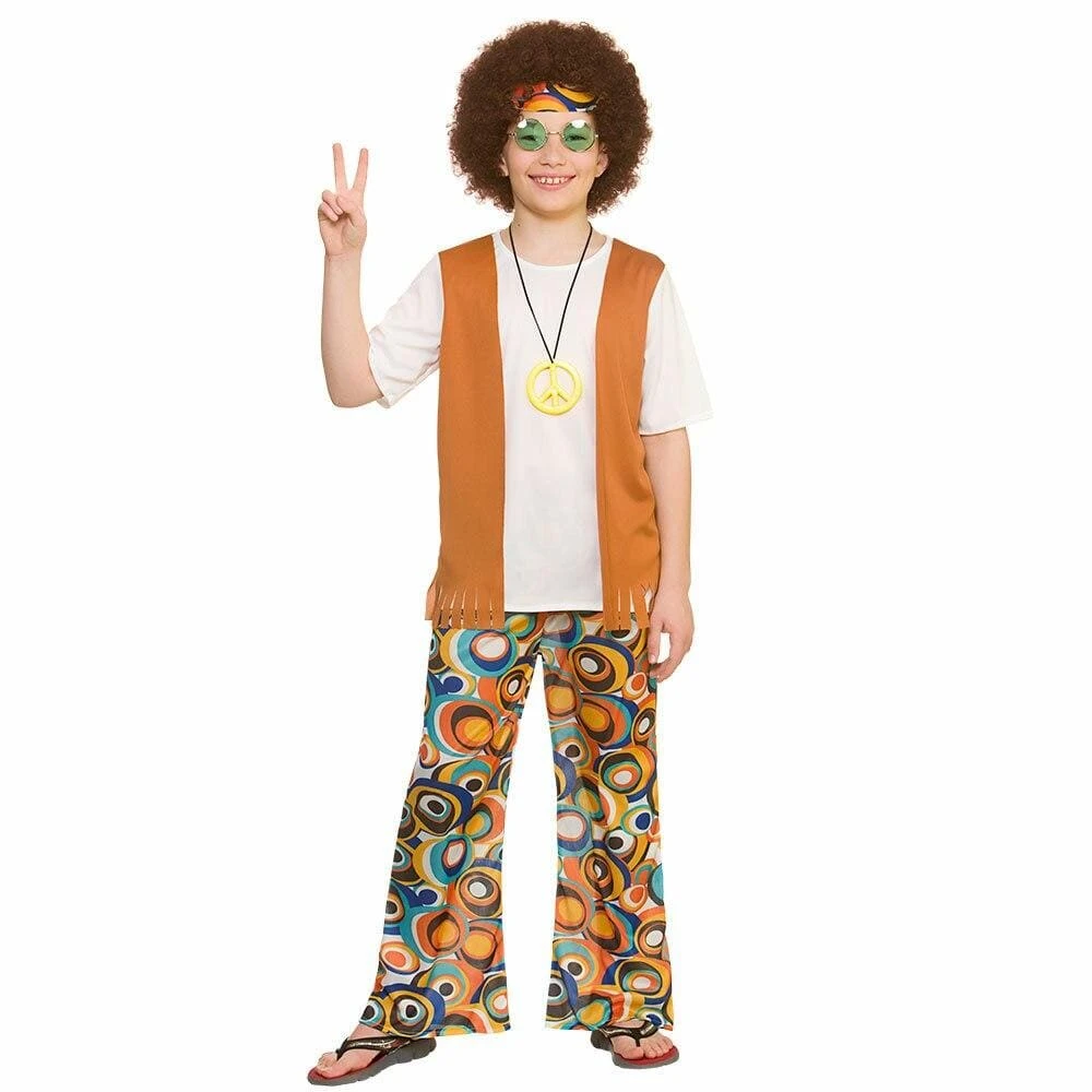 Kids Cool Hippie Fancy Dress Costume 60s Peace Halloween 1 Kids Cool Hippie Fancy Dress Costume 60s Peace Halloween