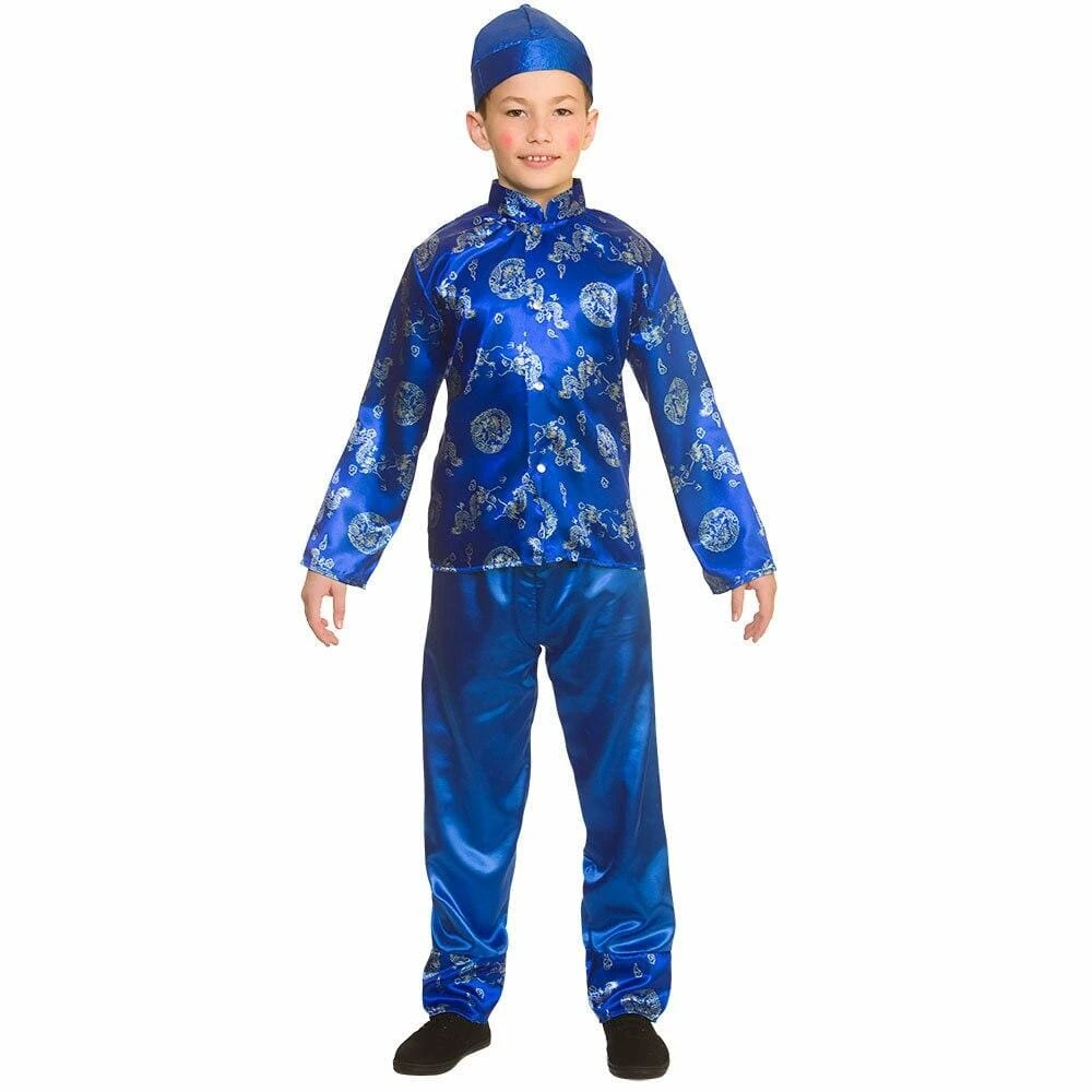 Chinese Boy Fancy Dress Costume Blue Mandarin Halloween 1 Chinese Boy Fancy Dress Costume Blue Mandarin Halloween