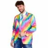 Mens Rainbow Jacket & Tie Fancy Dress Halloween Stag Pride
