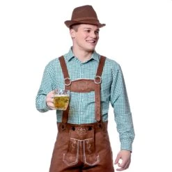 Mens Oktoberfest Shirt Checked Beer Festival Top Fancy Dress -XS Stock Shop EM 3292 opt