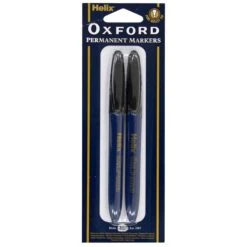 Pack Of 2 Helix Oxford Permanent Marker Pens Black Fine Tip