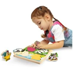 Eichhorn Wooden Puzzle Farm Animals With Fabric 5 Pieces Age 1+ -XS Stock Shop GRA100003687 6474 3 opt