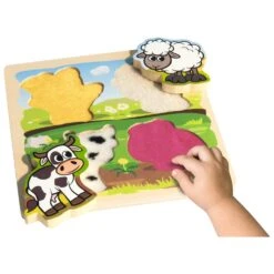 Eichhorn Wooden Puzzle Farm Animals With Fabric 5 Pieces Age 1+ -XS Stock Shop GRA100003687 6474 4 opt
