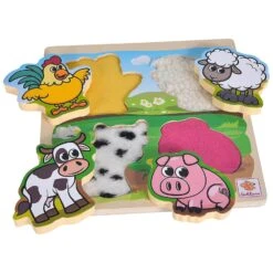 Eichhorn Wooden Puzzle Farm Animals With Fabric 5 Pieces Age 1+ -XS Stock Shop GRA100003687 6474 5 opt