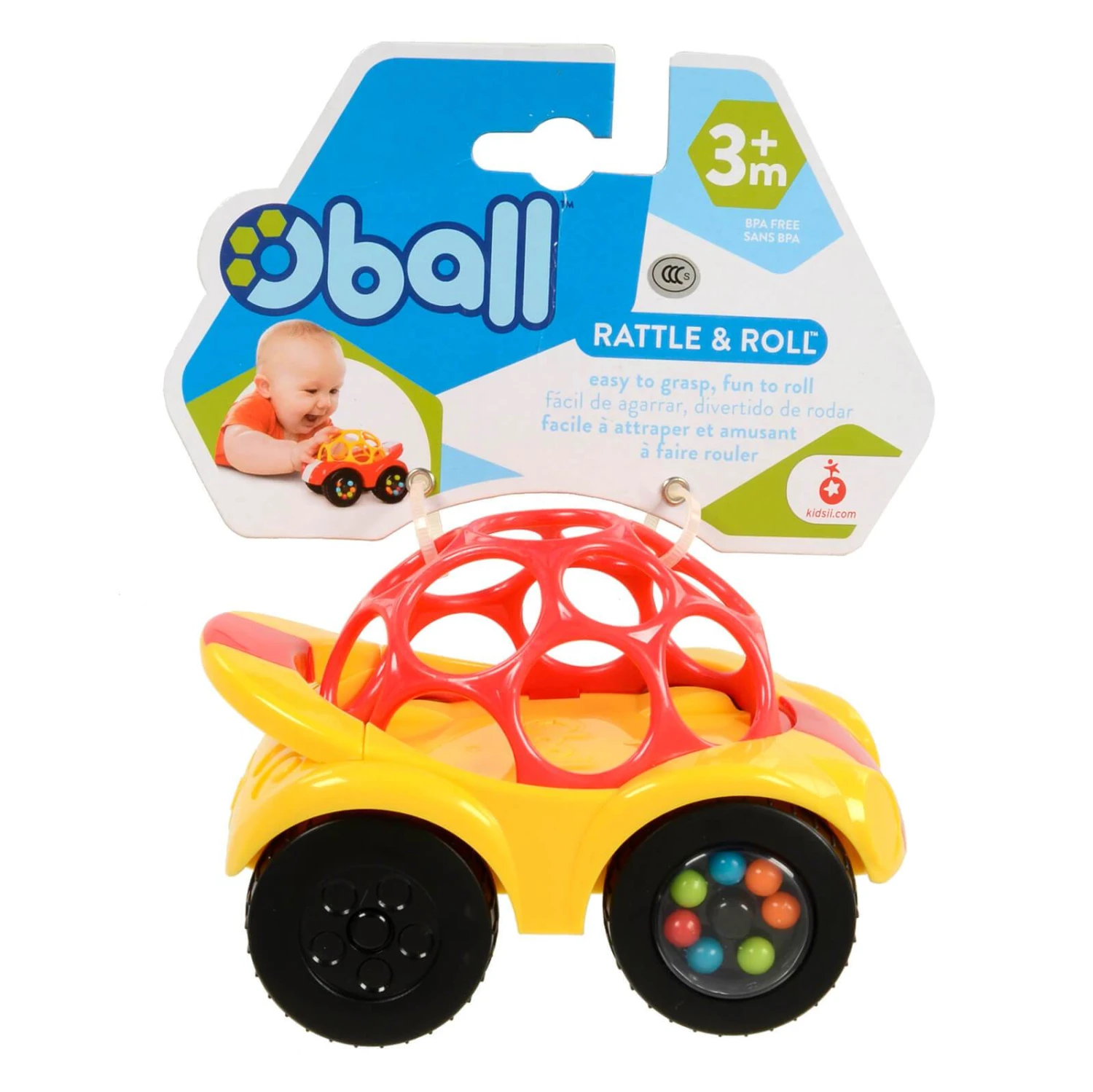 Oball Rattle & Roll Toy Car Colourful Beads Grasp Holes 3m+ 1 Oball Rattle & Roll Toy Car Colourful Beads Grasp Holes 3m+
