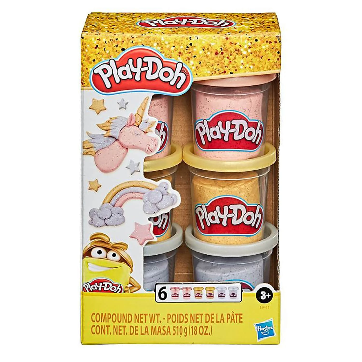 Play-Doh Metallics Compound 6 Tubs Glitter Dough Gold Roller 1 Play-Doh Metallics Compound 6 Tubs Glitter Dough Gold Roller