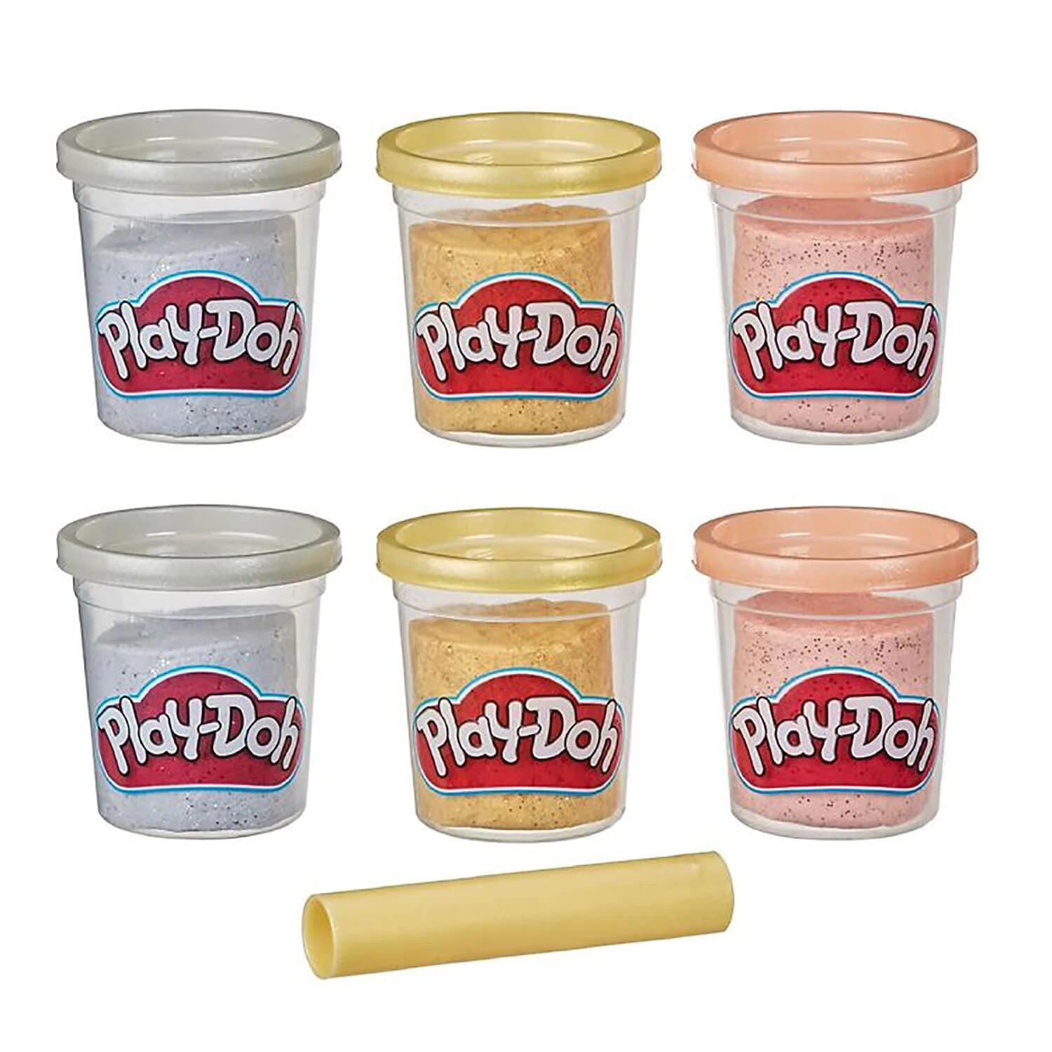 Play-Doh Metallics Compound 6 Tubs Glitter Dough Gold Roller 2 Play-Doh Metallics Compound 6 Tubs Glitter Dough Gold Roller - Image 2