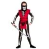 Skeleton Ninja Kids Red Black Suit Bones Fancy Dress Costume