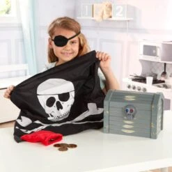 Melissa & Doug Wooden Pirate Chest Set Treasure Eye Patch Bandana -XS Stock Shop HEA12576 3 opt