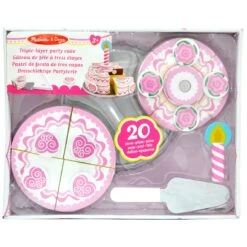 Melissa & Doug Wooden Triple Layer Party Cake Play Set 20 Pieces -XS Stock Shop HEA14069 1 opt