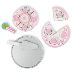 Melissa & Doug Wooden Triple Layer Party Cake Play Set 20 Pieces -XS Stock Shop HEA14069 4 opt