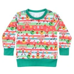 Kids Long Sleeved Green Elf Christmas Jumper Age 2-7