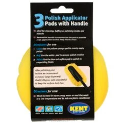 Kent Car Care 3 Polish Applicator Pads With Handle Clean Buff -XS Stock Shop KEN40015 3 opt