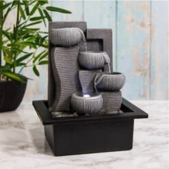 Leonardo Bowls Cascade Indoor Water Fountain LED Light Tranquility 25cm
