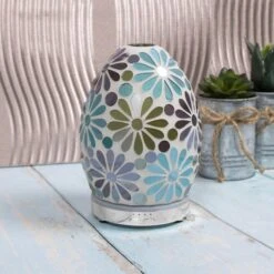 Leonardo Aroma Humidifier Flower Mosaic Egg Colour Change LED Light 16cm -XS Stock Shop LPLLP47497 2 opt