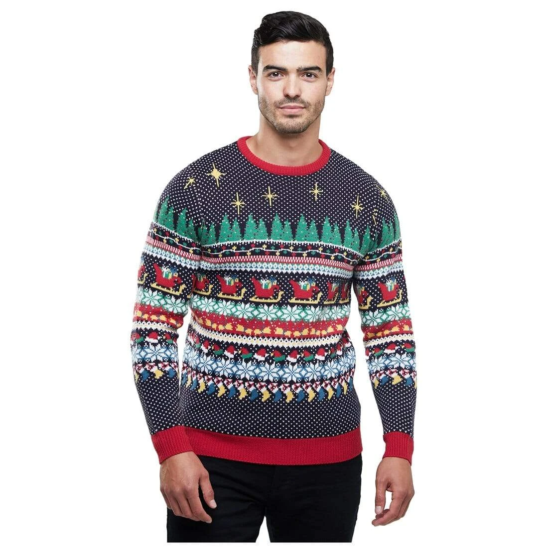 Mens Christmas Jumper Multi Colour Xmas Icon Knit Pattern 2 Mens Christmas Jumper Multi Colour Xmas Icon Knit Pattern - Image 2