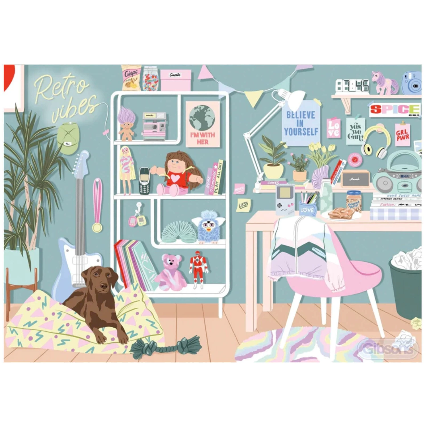 Gibsons Retro Vibes Jigsaw Puzzle 90s Bedroom White Logo 1000 Pieces 3 Gibsons Retro Vibes Jigsaw Puzzle 90s Bedroom White Logo 1000 Pieces - Image 3