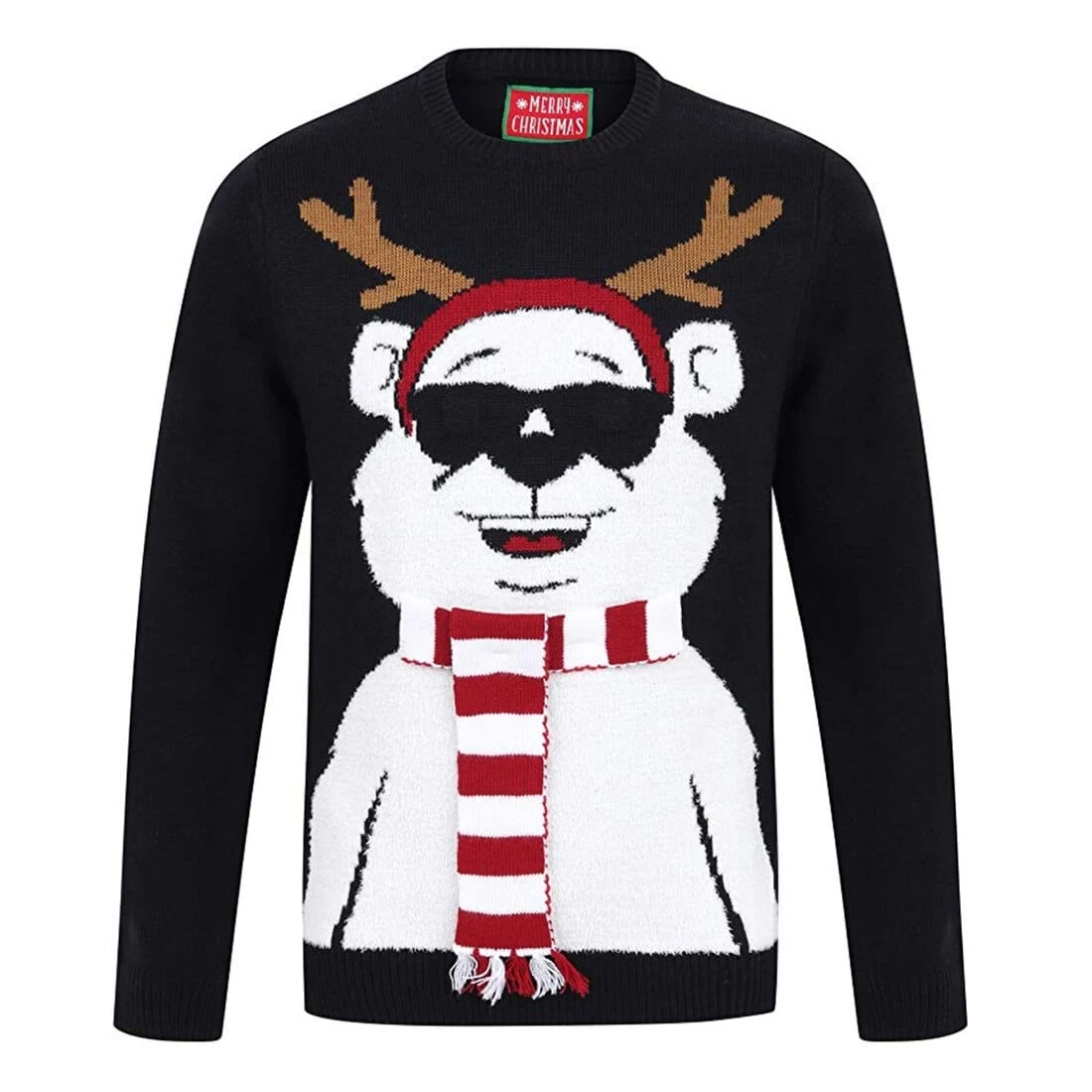 Mens Novelty Christmas Jumper Light Up Knitted Polar Bear 3 Mens Novelty Christmas Jumper Light Up Knitted Polar Bear - Image 3