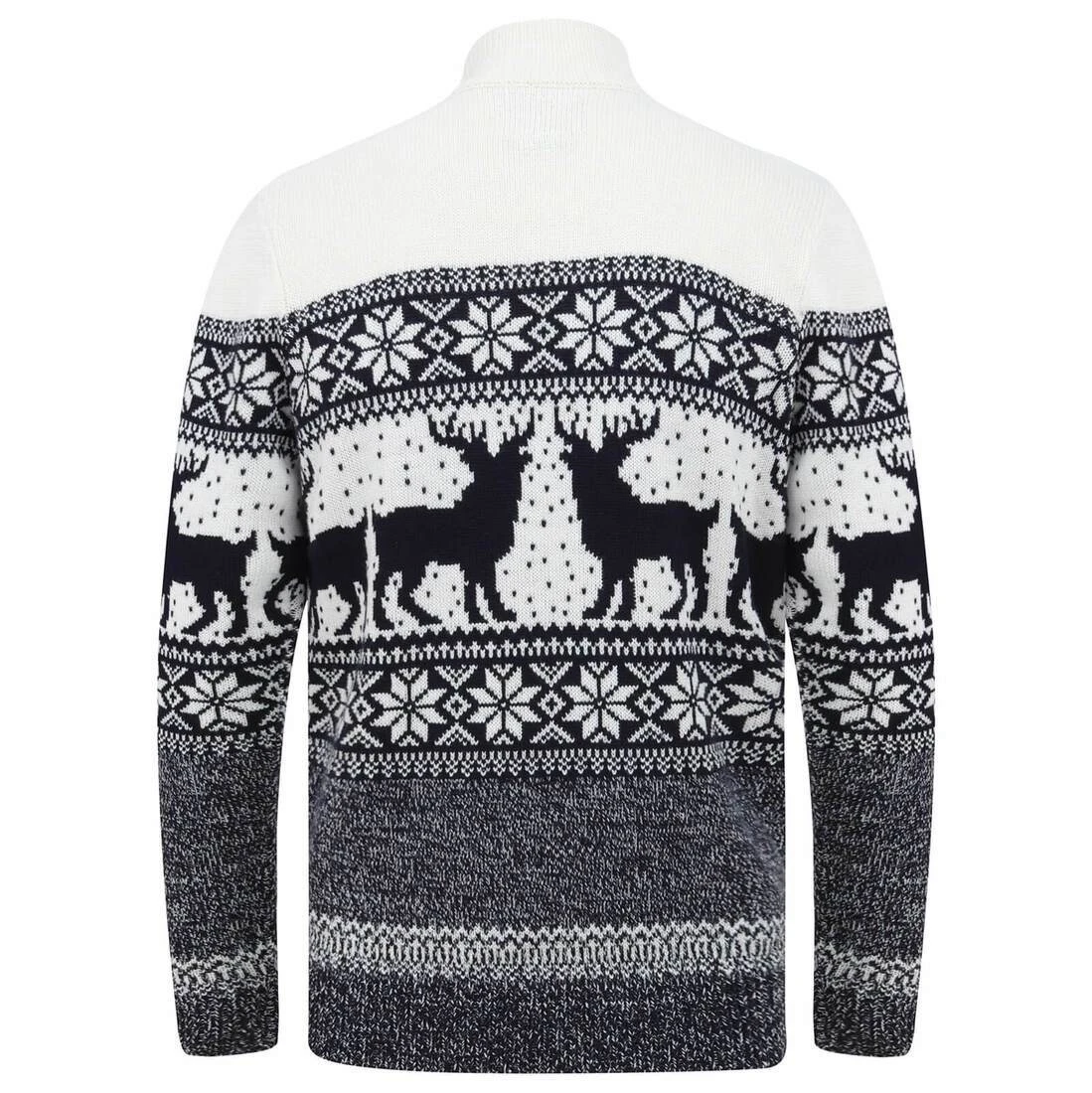 Mens Nordic Pattern Christmas Jumper Fairisle Reindeer 1/4 Zip 4 Mens Nordic Pattern Christmas Jumper Fairisle Reindeer 1/4 Zip - Image 4
