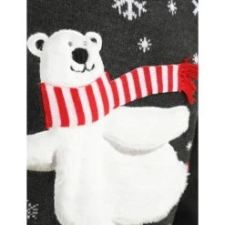 Mens Christmas Jumper Polar Bear Ice Skating With Striped Scarf -XS Stock Shop SRG1A15803 A 3 opt