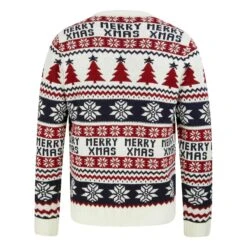 Mens Christmas Jumper Merry Xmas Trees Snowflakes Traditional -XS Stock Shop SRG1A17155 F 2 opt