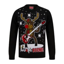 Mens LED Rudolph Rocks Christmas Jumper 3D Nose 6 Mens LED Rudolph Rocks Christmas Jumper 3D Nose -XS Stock Shop SRG1A17391 A.opt