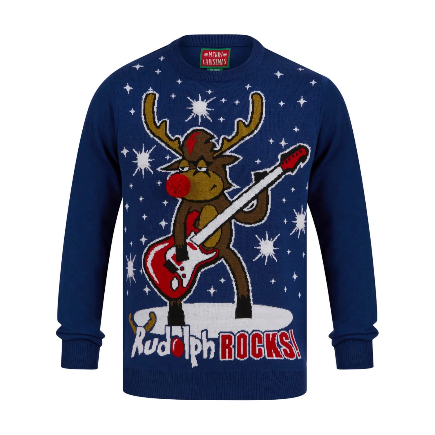 Mens LED Rudolph Rocks Christmas Jumper 3D Nose 1 Mens LED Rudolph Rocks Christmas Jumper 3D Nose
