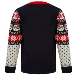 Kids Christmas Jumper Santa Head Snowflakes Red Black Nordic -XS Stock Shop SRG2A17150 E 2 opt