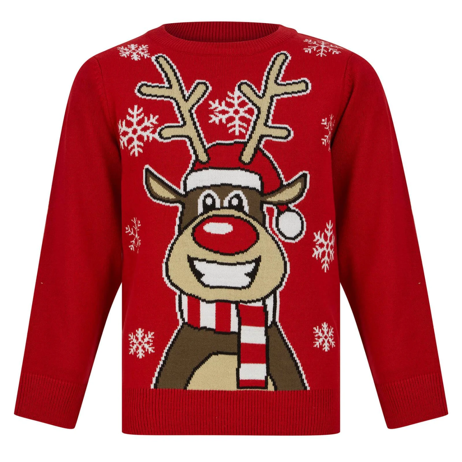 Kids Happy Reindeer Christmas Jumper Snow Rudolph Red Black 1 Kids Happy Reindeer Christmas Jumper Snow Rudolph Red Black