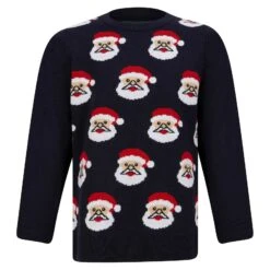 Kids Christmas Jumper Novelty Santa Claus Faces -XS Stock Shop SRG2A17154 A 1.opt